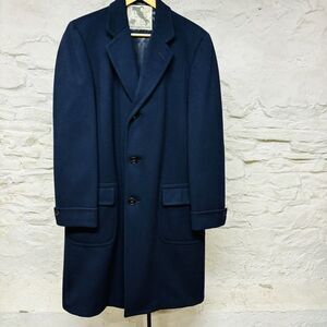 Vintage 60s Imported Italian Velour Hart Schaffner Marx Wool Navy Blue Overcoat